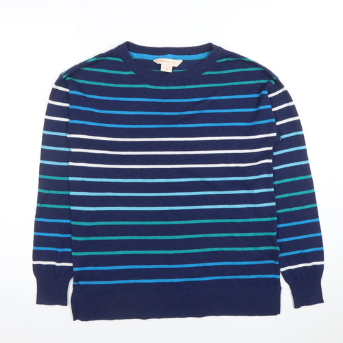 Mauvette Women’s Navy Striped Crew Neck Long Sleeve Jumper Size 8