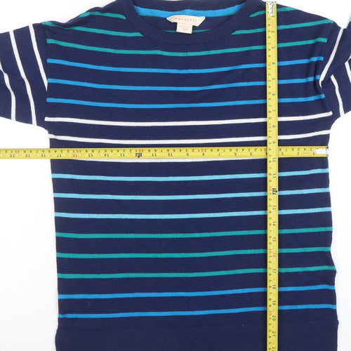 Mauvette Women’s Navy Striped Crew Neck Long Sleeve Jumper Size 8