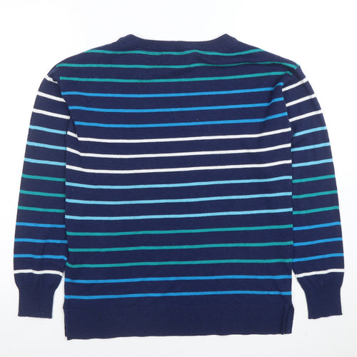 Mauvette Women’s Navy Striped Crew Neck Long Sleeve Jumper Size 8