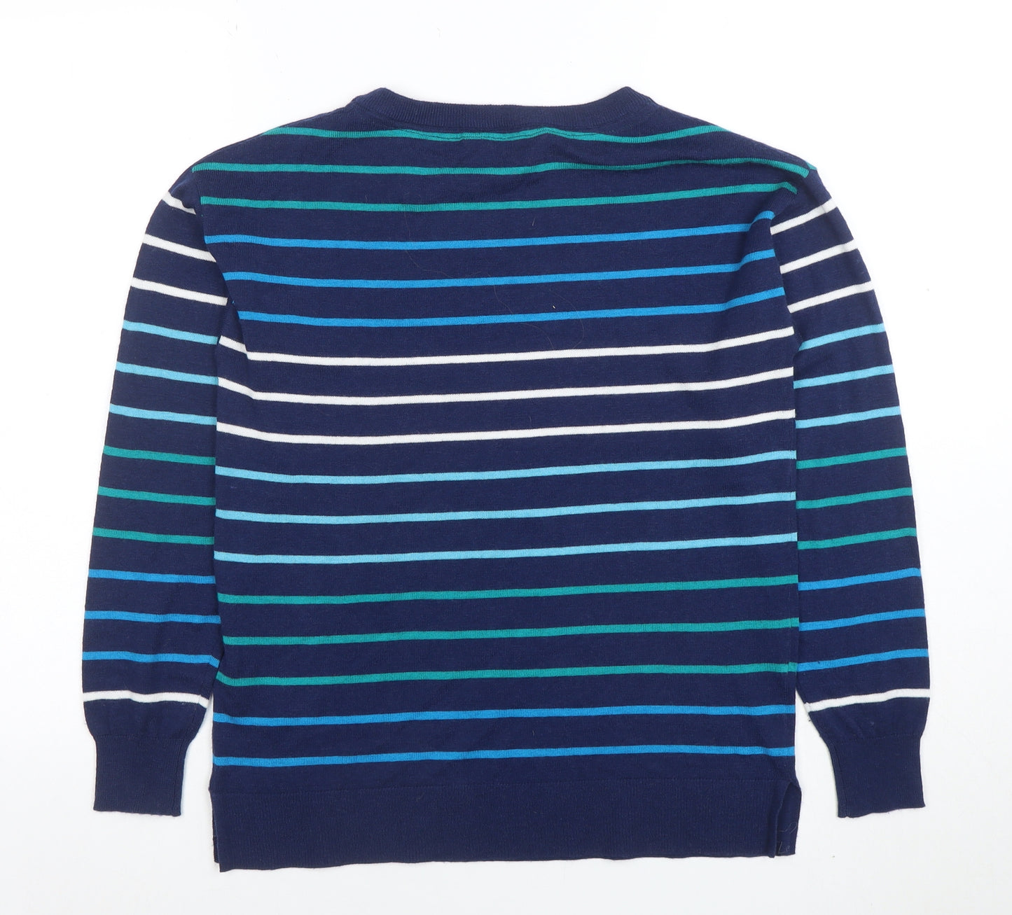 Mauvette Women’s Navy Striped Crew Neck Long Sleeve Jumper Size 8