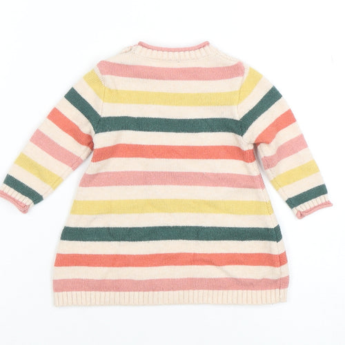 Vertbaudet Girls Multicoloured Striped Squirrel Knit Jumper 9-12 Months