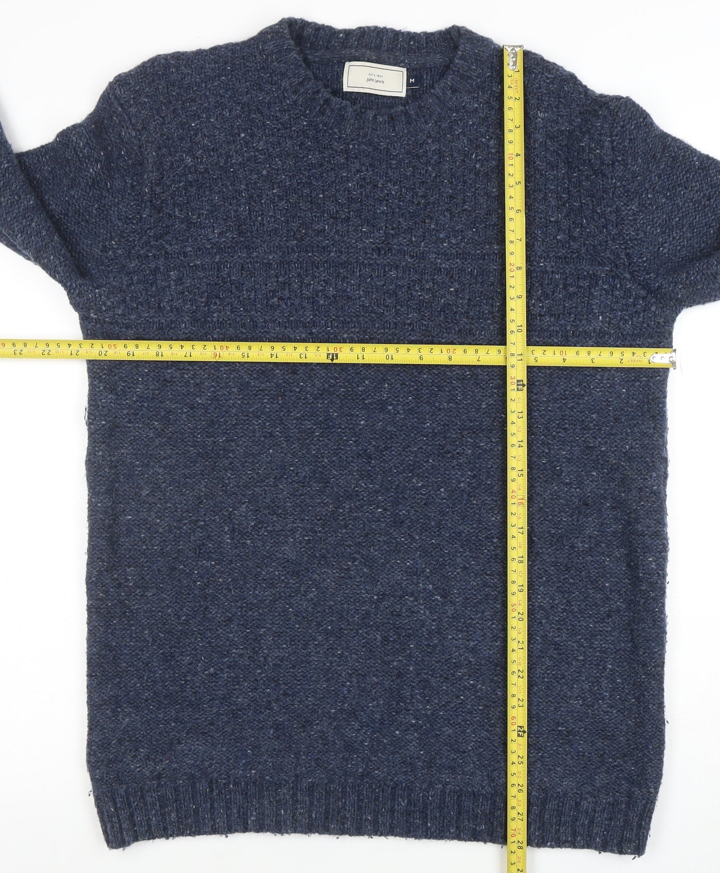 John Lewis Men's Blue Merino Wool Crew Neck Jumper M