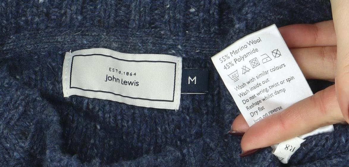 John Lewis Men's Blue Merino Wool Crew Neck Jumper M