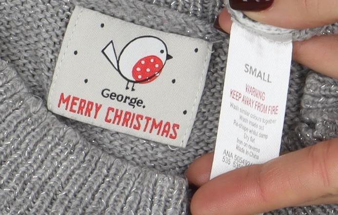 George Women's Grey Christmas Fair Isle Sequin Pullover Jumper Size S