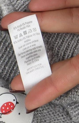 George Women's Grey Christmas Fair Isle Sequin Pullover Jumper Size S