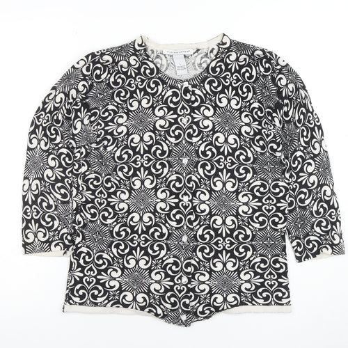 Jillian Jones Women’s Black & White Cardigan L Cotton Blend Patterned
