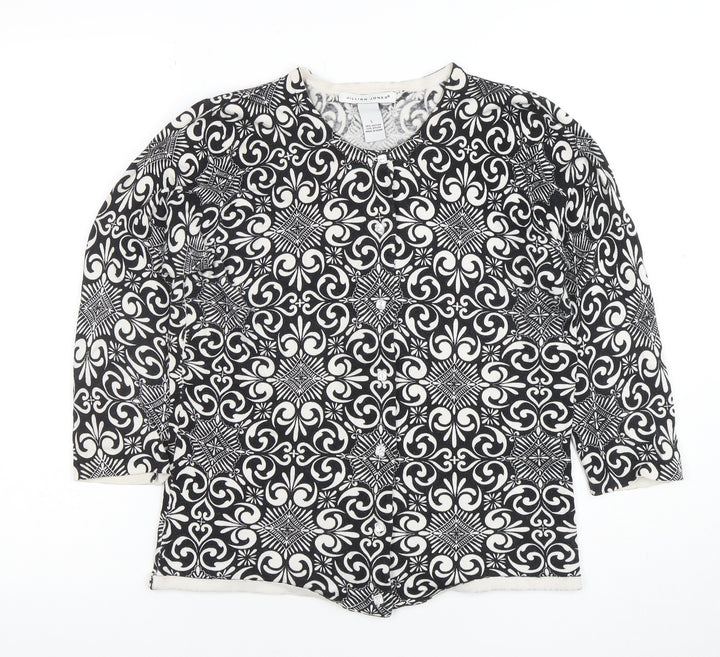 Jillian Jones Women’s Black & White Cardigan L Cotton Blend Patterned