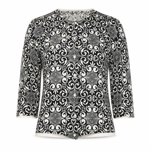 Jillian Jones Women’s Black & White Cardigan L Cotton Blend Patterned