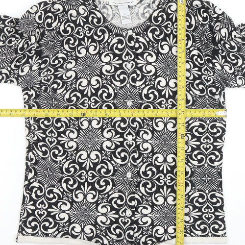 Jillian Jones Women’s Black & White Cardigan L Cotton Blend Patterned