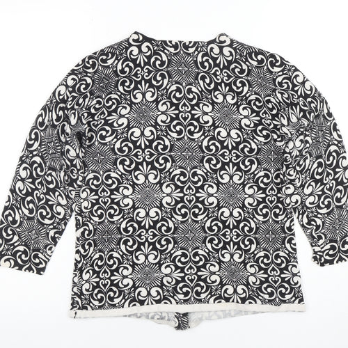 Jillian Jones Women’s Black & White Cardigan L Cotton Blend Patterned