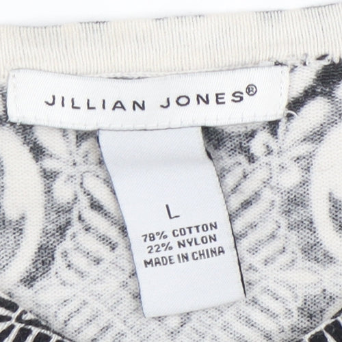 Jillian Jones Women’s Black & White Cardigan L Cotton Blend Patterned