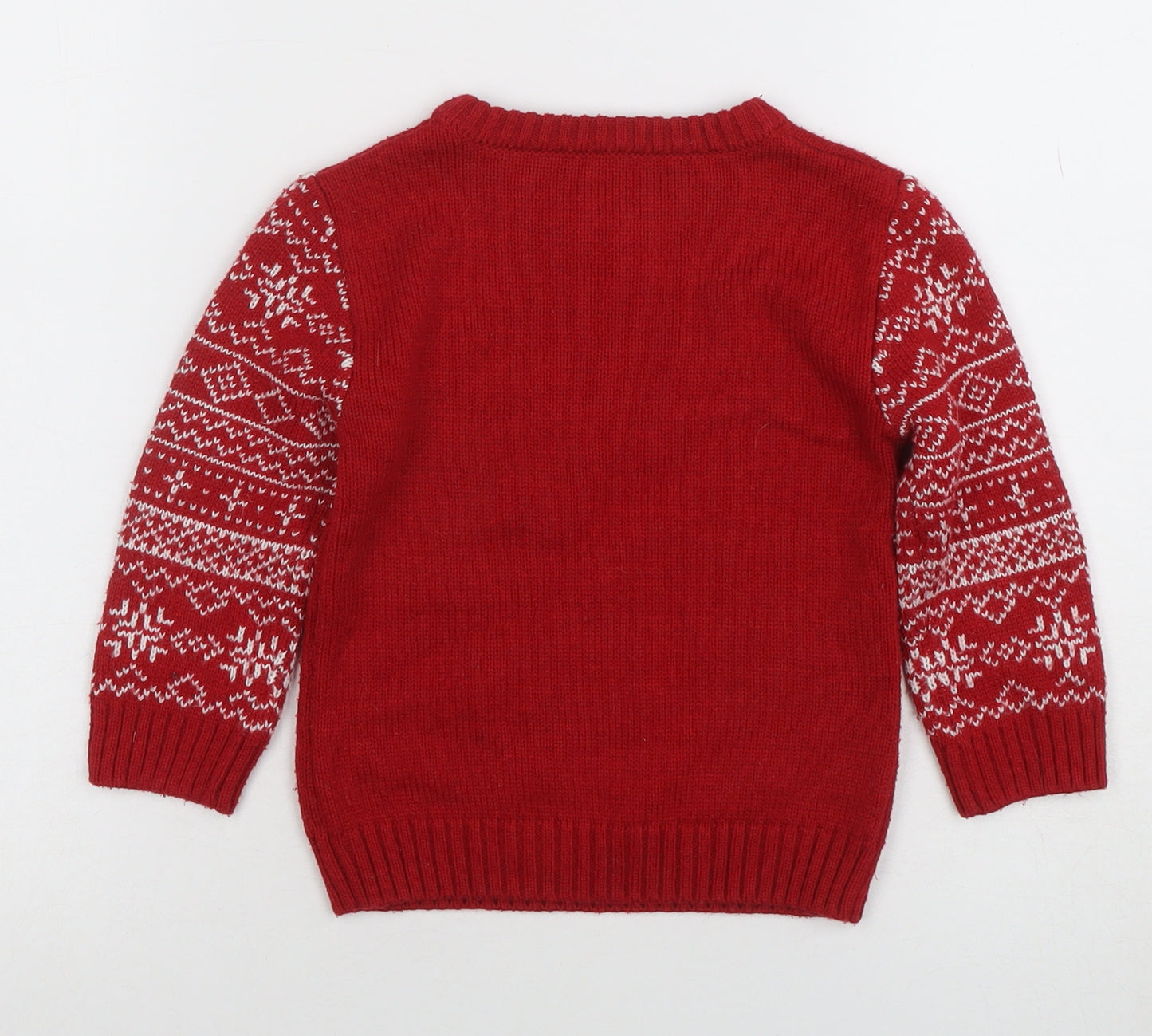 Nutmeg Boys Red Christmas Polar Bear Jumper 2-3 Years Fair Isle Knit