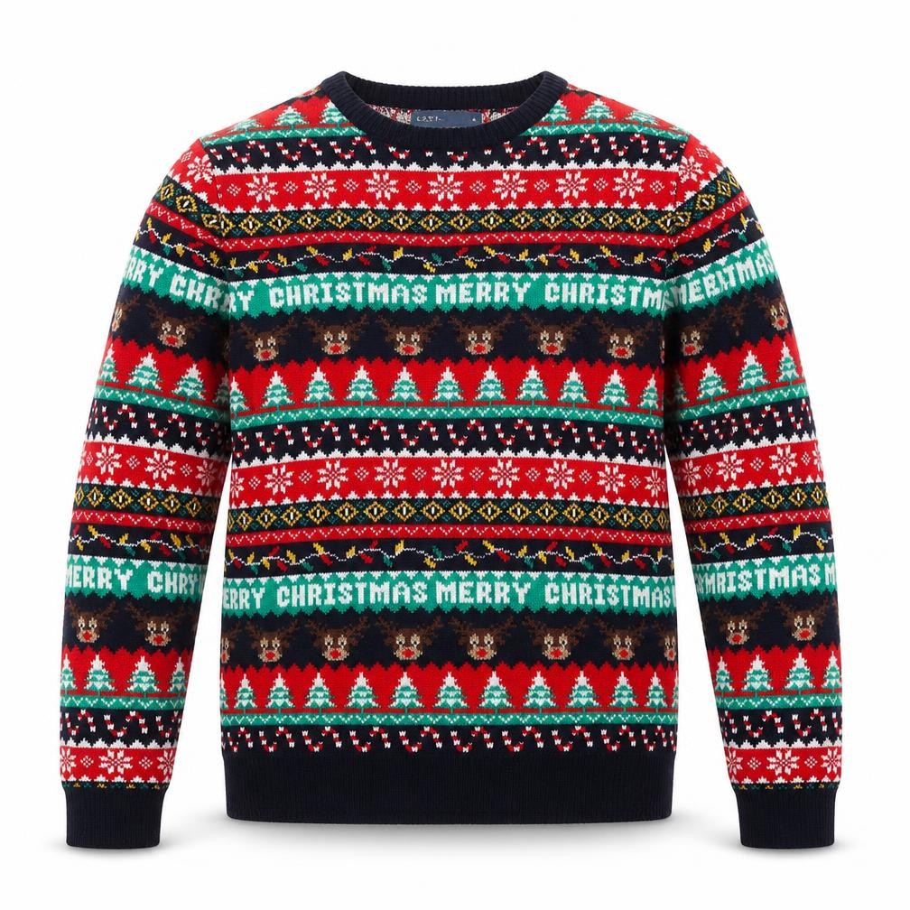 Front view of Easy Men’s Multicoloured Christmas jumper M Crew Neck Knit