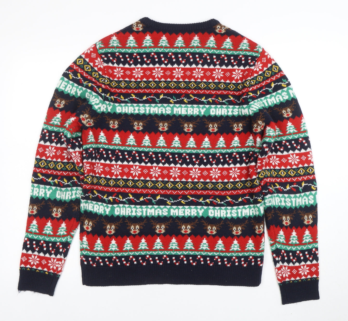 EASY Men’s Multicoloured Christmas Pullover Jumper M Crew Neck Knit