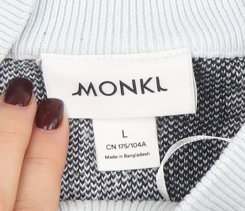Monki Women's Black White Animal Print Cotton Crew Neck Jumper L