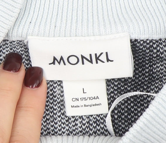 Monki Women's Black White Animal Print Cotton Crew Neck Jumper L