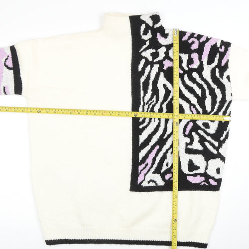 The Stevens Womens Ivory Zebra Animal Print Pullover Jumper Size 12