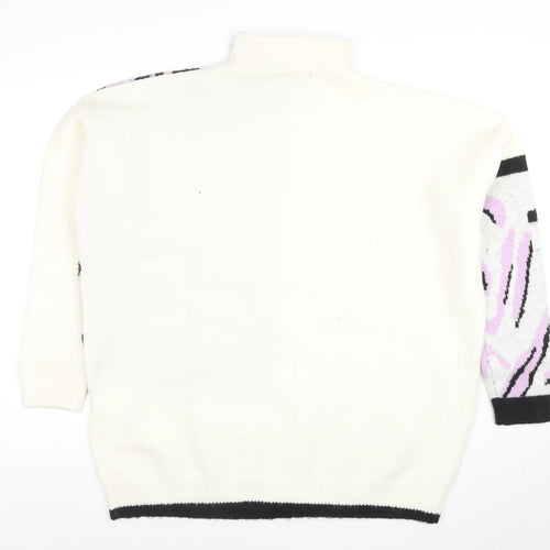 The Stevens Womens Ivory Zebra Animal Print Pullover Jumper Size 12