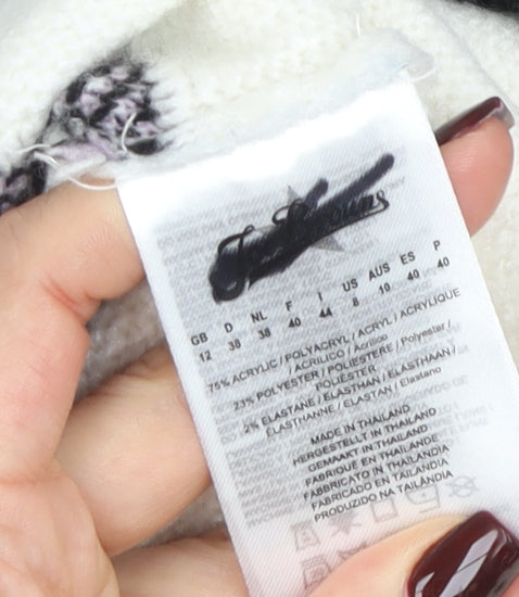 The Stevens Womens Ivory Zebra Animal Print Pullover Jumper Size 12