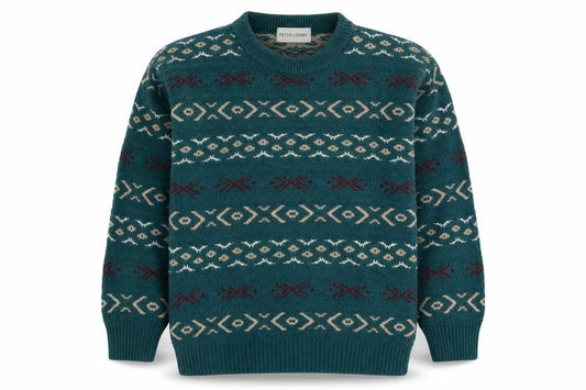 Front view of Peter Gribby women’s green geometric wool blend jumper m