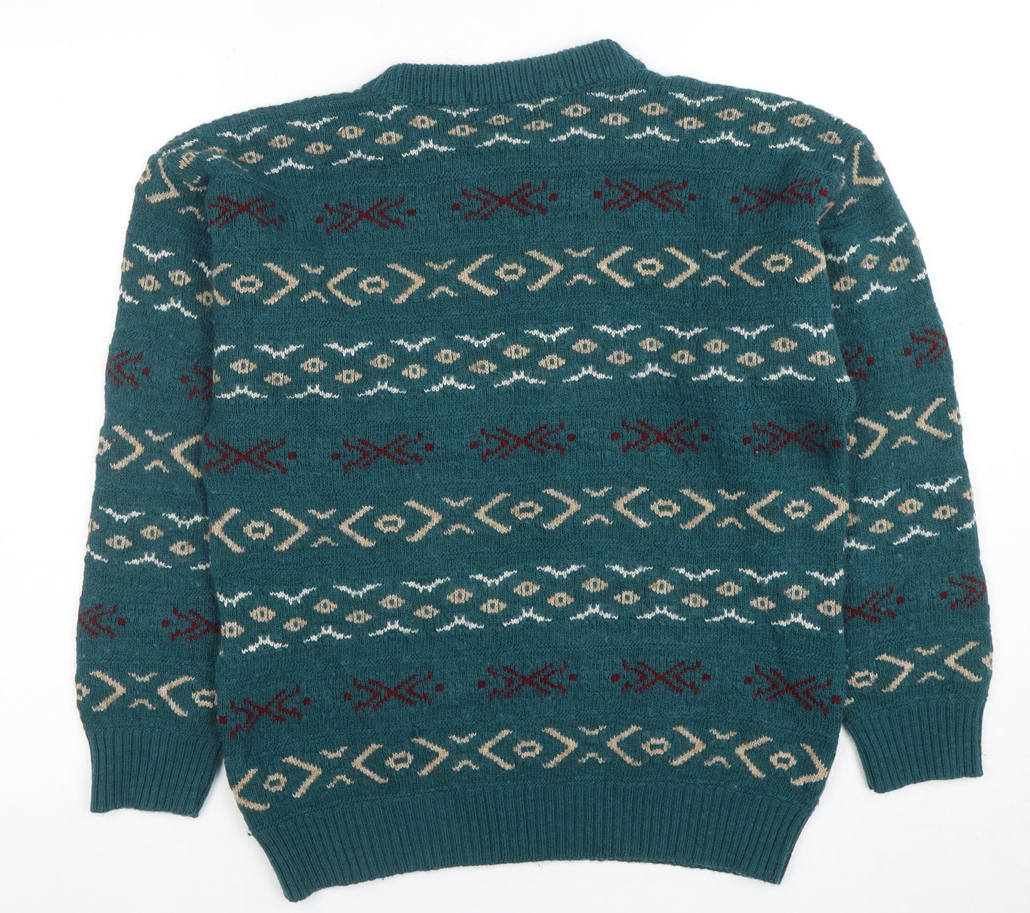 Peter Gribby Womens Green Geometric Wool Blend Jumper M