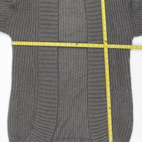 Miso Womens Grey Open Knit Long Sleeve Cardigan Size M