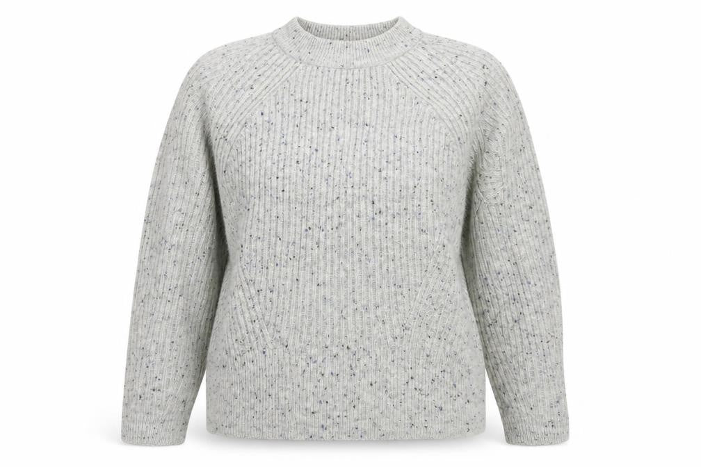 Front view of Marks & Spencer women’s grey mock neck wool blend jumper m