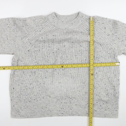 Marks and Spencer Womens Grey Mock Neck Wool Blend Pullover Jumper M