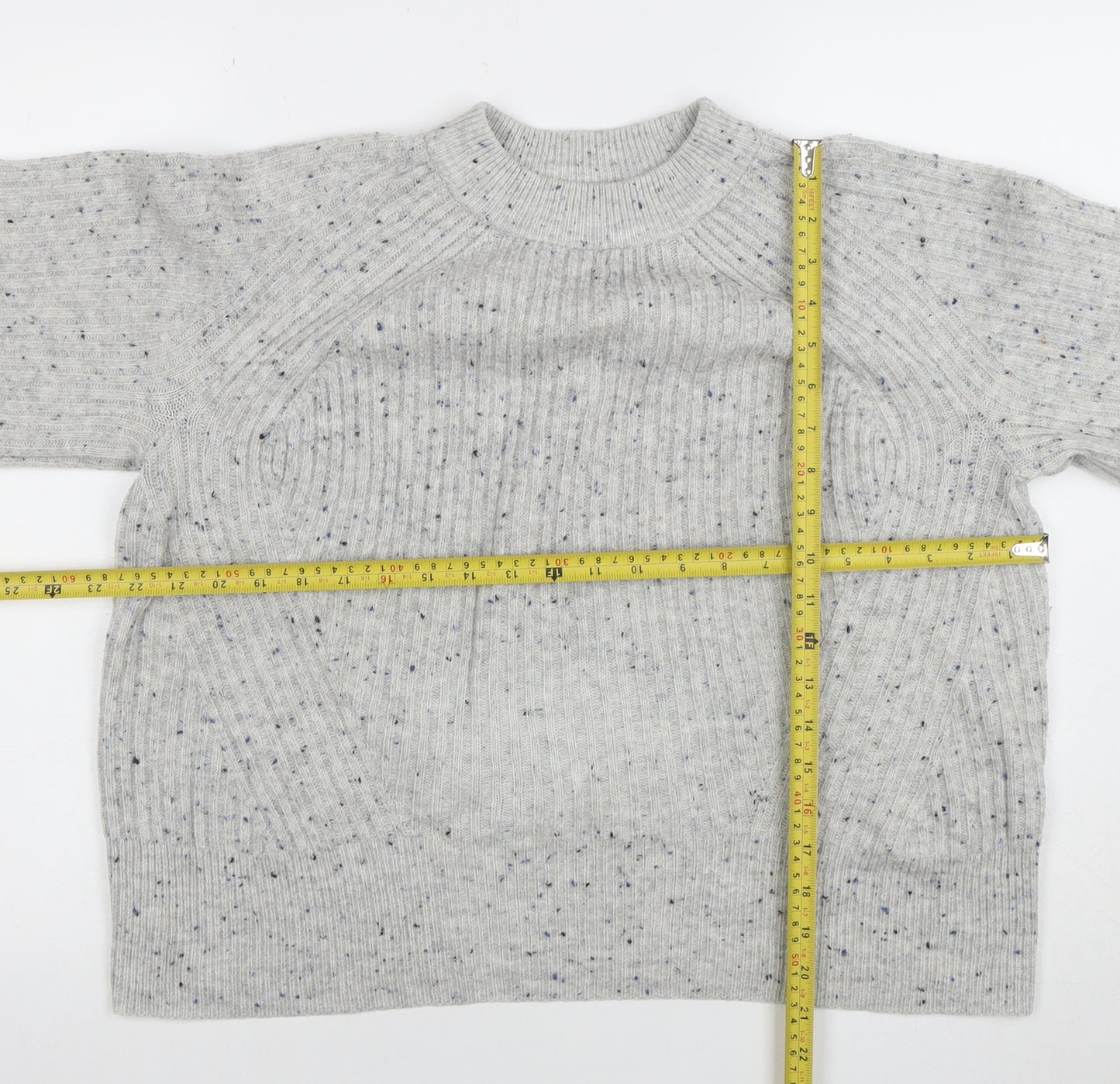 Marks and Spencer Womens Grey Mock Neck Wool Blend Pullover Jumper M