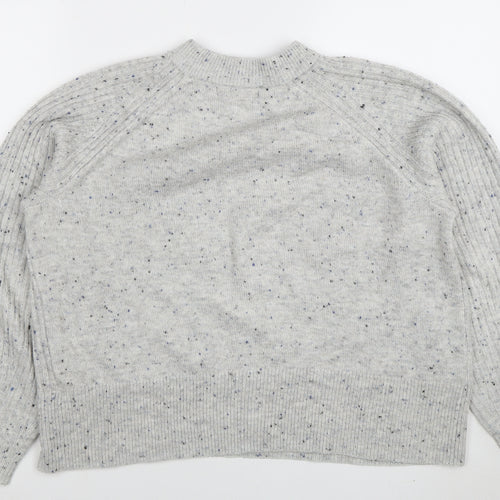 Marks and Spencer Womens Grey Mock Neck Wool Blend Pullover Jumper M