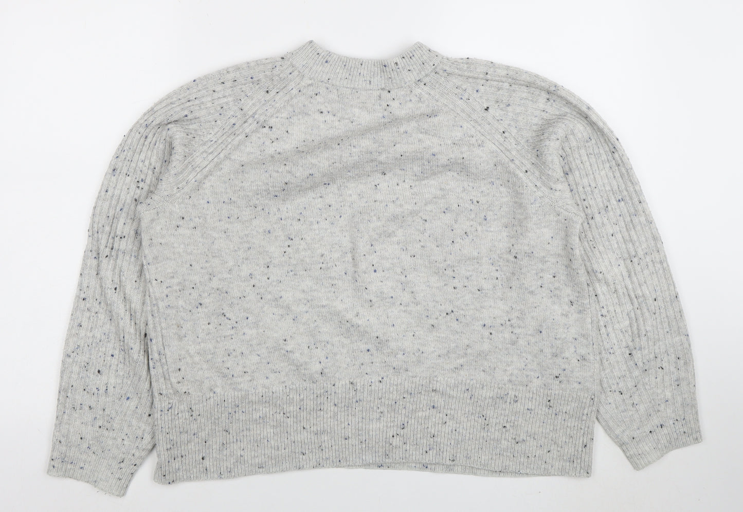 Marks and Spencer Womens Grey Mock Neck Wool Blend Pullover Jumper M