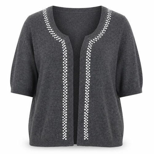 Next Women Grey Sequin Scoop Neck Short Sleeve Cardigan Size 16