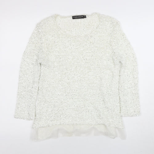 Cherry Couture Women's White Sequin Knit Pullover Jumper M