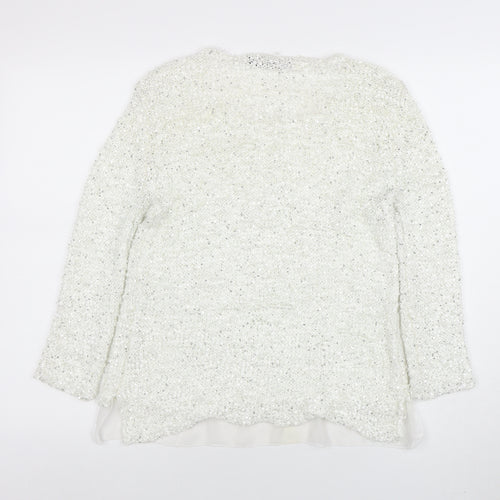 Cherry Couture Women's White Sequin Knit Pullover Jumper M