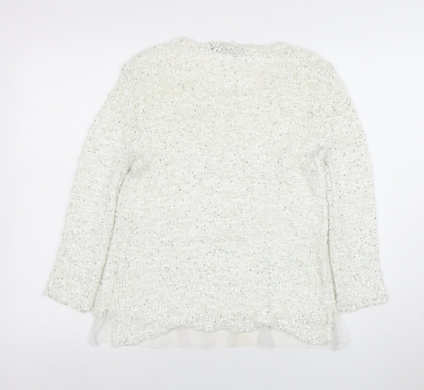 Cherry Couture Women's White Sequin Knit Pullover Jumper M