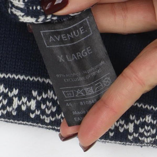 Avenue Men's Blue Christmas Dinosaur Fair Isle Jumper XL