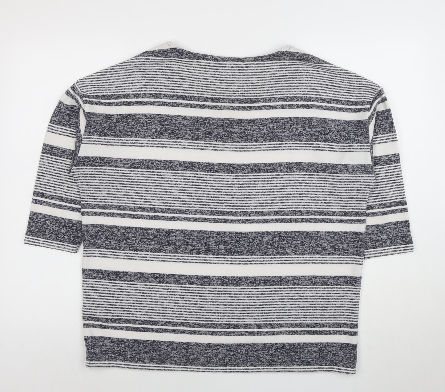 Tu Women Blue Striped 3/4 Sleeve Jersey T-Shirt Size 16