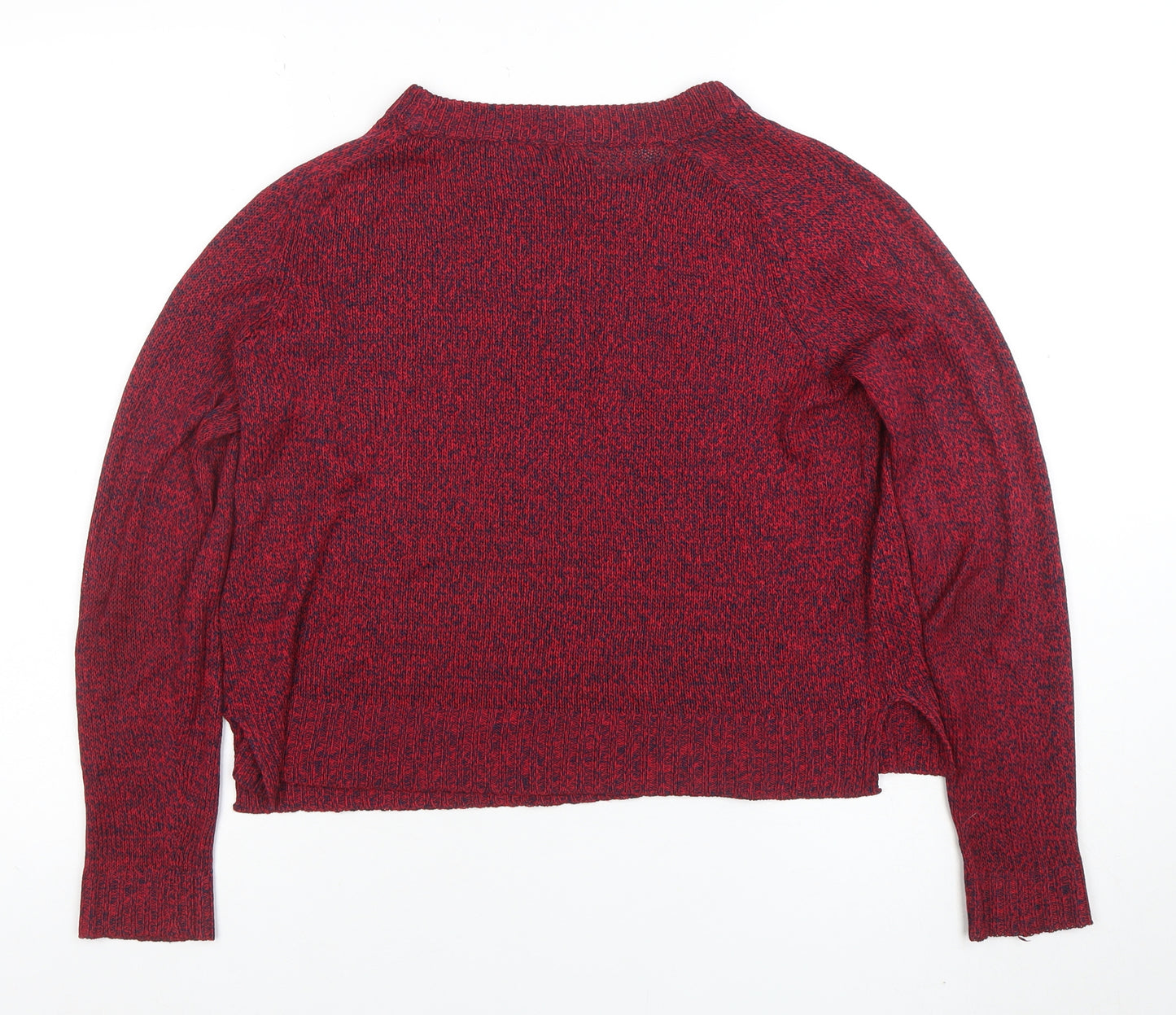 H&M Women Red Knit Pullover Jumper Size S Crew Neck Long Sleeve