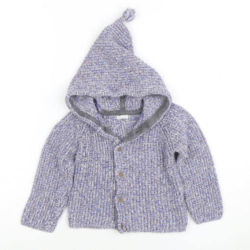 Next Unisex Baby Multicoloured Knit Hooded Cardigan 18-24 Months Cotton