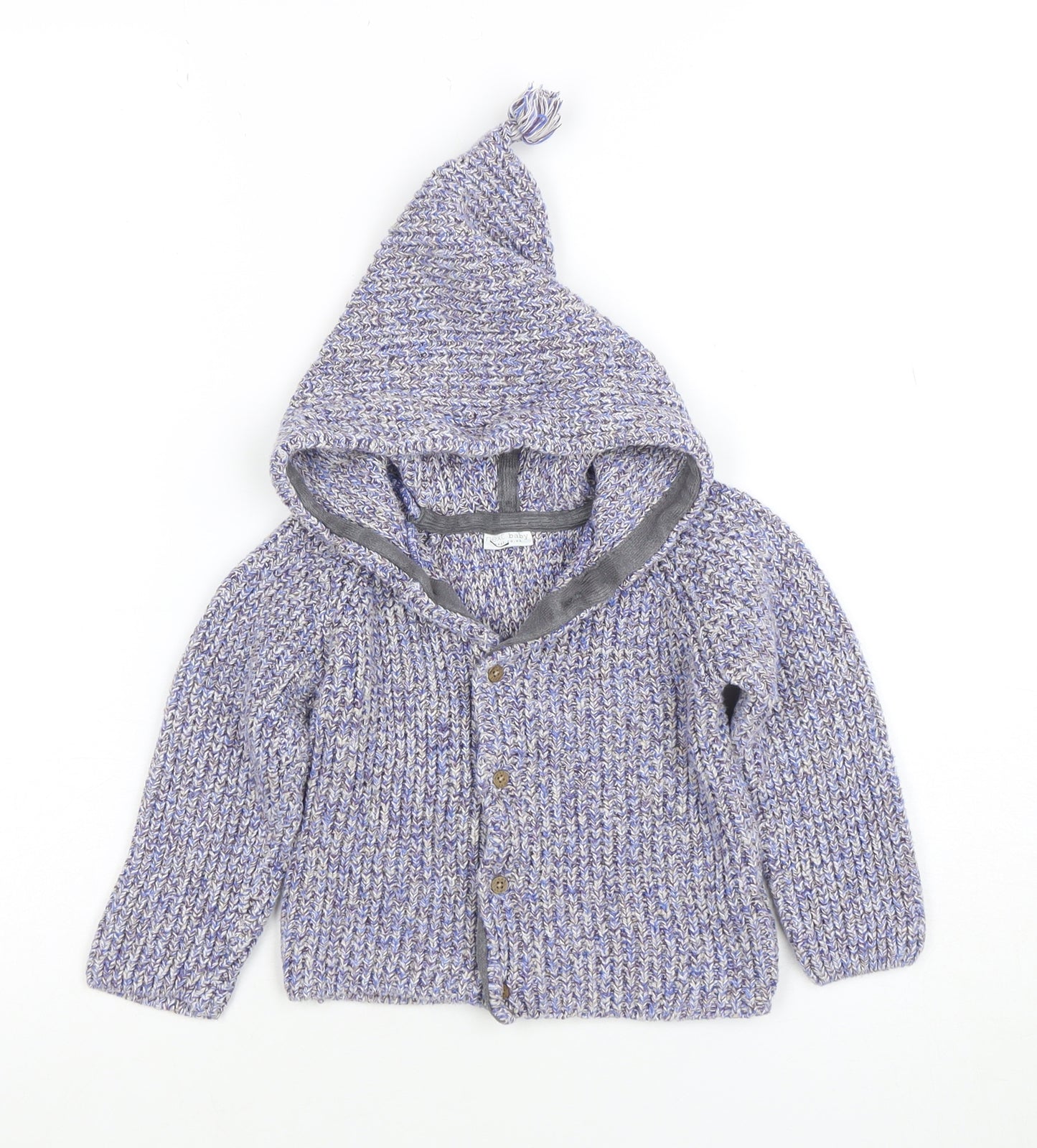Next Unisex Baby Multicoloured Knit Hooded Cardigan 18-24 Months Cotton