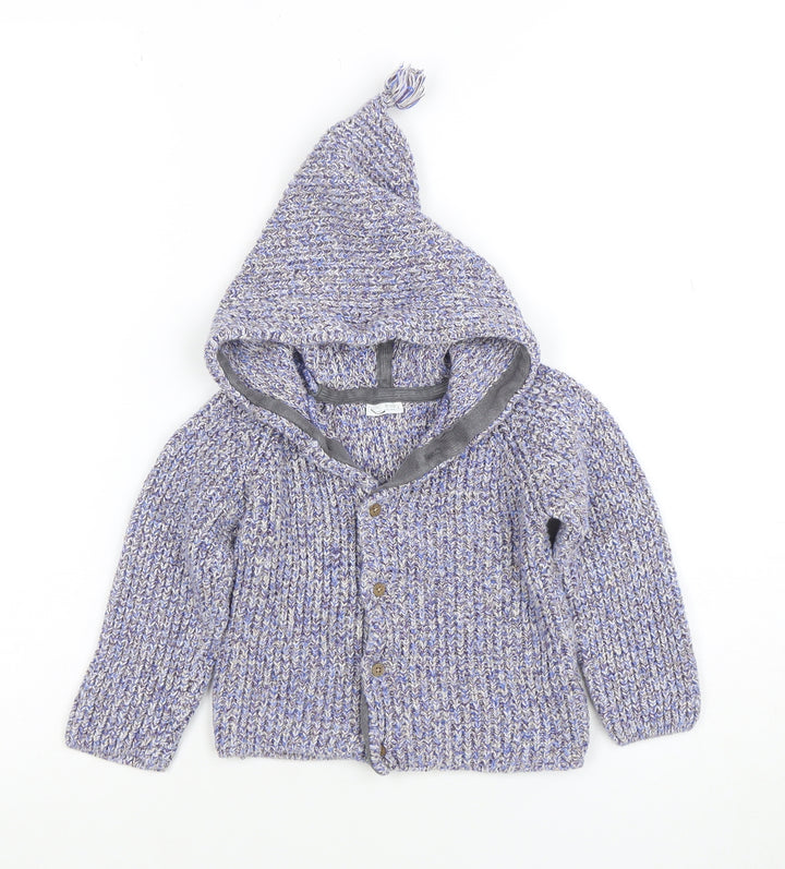 Next Unisex Baby Multicoloured Knit Hooded Cardigan 18-24 Months Cotton