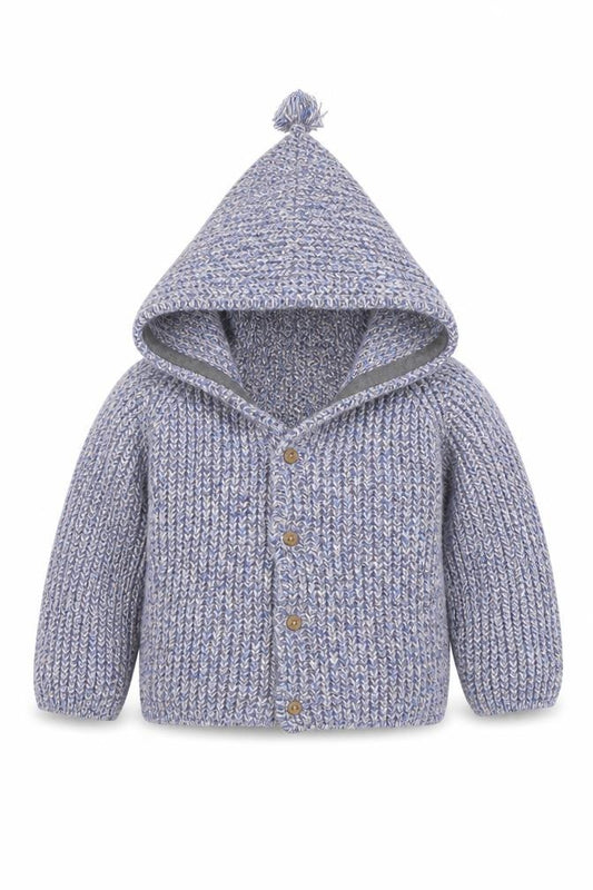 Front view of Next unisex baby multicoloured knit hooded cardigan 18-24 months cotton