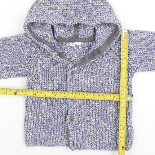 Next Unisex Baby Multicoloured Knit Hooded Cardigan 18-24 Months Cotton