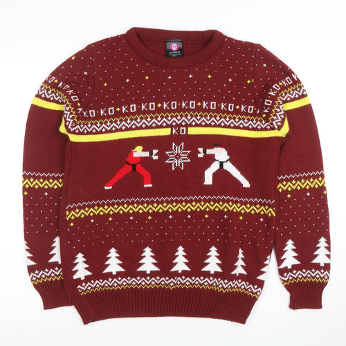 Numskull Men Red Christmas Street Fighter Knit Jumper Small