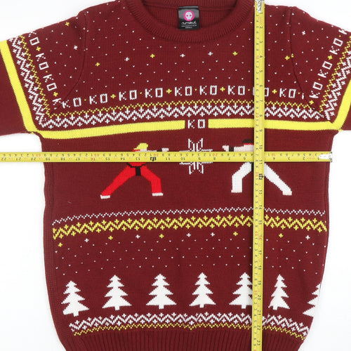 Numskull Men Red Christmas Street Fighter Knit Jumper Small
