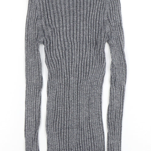 Next Women’s Grey Ribbed Mock Neck Long Sleeve Knit Jumper Size 12