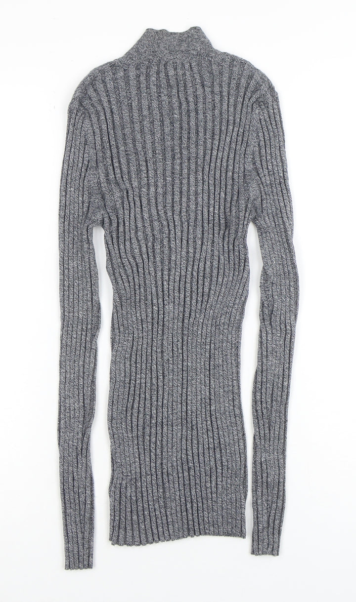 Next Women’s Grey Ribbed Mock Neck Long Sleeve Knit Jumper Size 12