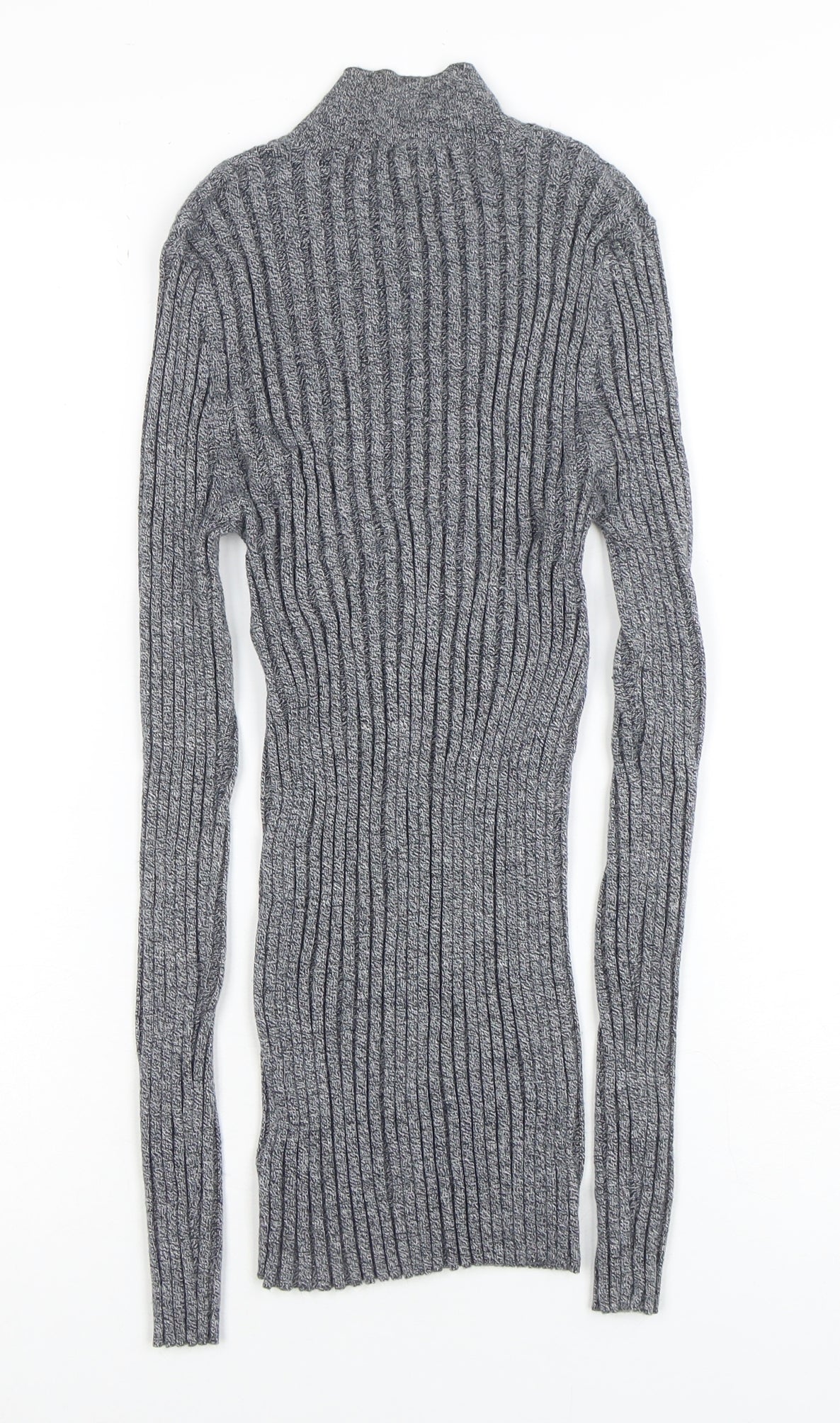 Next Women’s Grey Ribbed Mock Neck Long Sleeve Knit Jumper Size 12