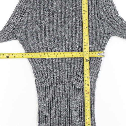 Next Women’s Grey Ribbed Mock Neck Long Sleeve Knit Jumper Size 12