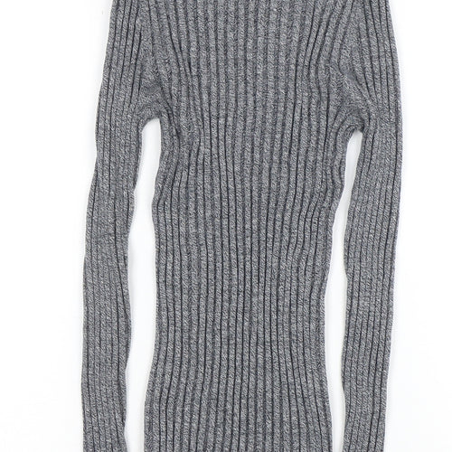 Next Women’s Grey Ribbed Mock Neck Long Sleeve Knit Jumper Size 12